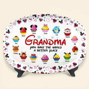 Grandma, You Bake The World A Better Place, Gift For Family, Personalized Resin Plate, Cupcake Kids Plate, Christmas Gift 04TOTI251023 - Resin Plate - GoDuckee