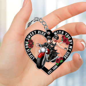 Life Is One Sweet Ride With You - Personalized Biker Couple Keychain - Gift For Couple - Keychains - GoDuckee