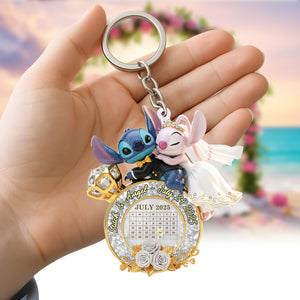 Cute Monster Wedding Couple Keychain - Personalized Gifts For Couple 02ohti250625 - Keychains - GoDuckee