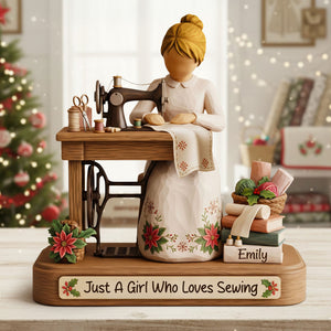 Sewing Girl Plaque - Personalized Gifts For Sewing Lovers 02pgti131025 - Shaped Plaques - GoDuckee