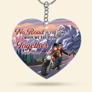 No Ride Is Too Long When We're Riding Together, Personalized Biker Couple Keychain - Keychains - GoDuckee