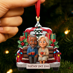 Old Couple Cheering On Truck Ornament - Custom Photo Gifts For Couple 03pati300825 - Ornament - GoDuckee