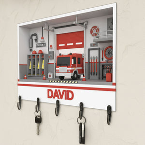 Fire Station Key Hanger - Personalized Gift For Firefighter 04HYTI021225