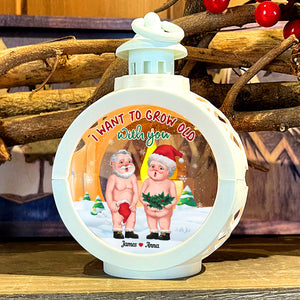 I Want To Grow Old With You, Couple Gift, Personalized Light Ornament, Old Couple Ornament, Christmas Gift - Ornament - GoDuckee