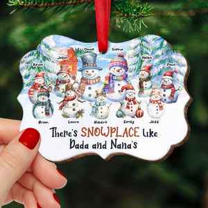 There's Snowplace Like Dada And Nana's, Medallion Wood Ornament, Gifts For Snowman Family 03ACDT050923 - Ornament - GoDuckee