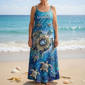 Turtle Grandma And Kids Maxi Dress - Personalized Gifts For Grandma 05HUTI080426 - Dress - GoDuckee