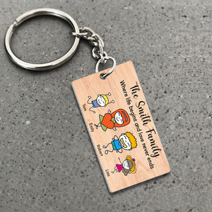 Where Life Begins, Gift For Family, Personalized Keychain, Stick Family Keychain - Keychains - GoDuckee
