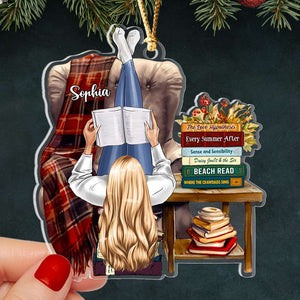 Girl Loves Reading Books, Personalized Ornament, Gifts For Book Lover - Ornament - GoDuckee