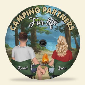 Camping Partners For Life, Gift For Couple, Personalized Tire Cover, Camping Couple Tire Cover, Couple Gift - Tire Cover - GoDuckee