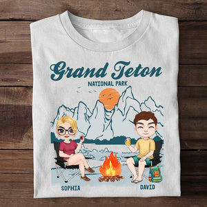 Couple Camping, Couple Drinking Personalized T-shirt Hoodie Sweatshirt 01HUDT160323HH - Shirts - GoDuckee
