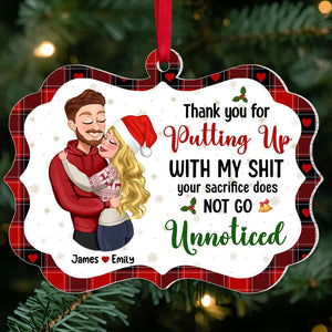 Thank You For Putting Up, Couple Gift, Personalized Acrylic Ornament, Christmas Gift For Couple - Ornament - GoDuckee
