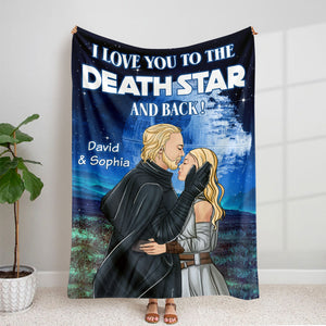 I Love You To The Death Star And Back Personalized Galaxy Couple Blanket, Gift For Couple - Blanket - GoDuckee