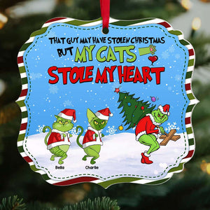 My Cats Stole My Heart, Gift For Cat Lover, Personalized Acrylic Ornament, Green Cats Ornament, Christmas Gift 01HTTI041123 - Ornament - GoDuckee