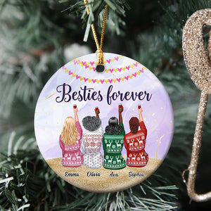 Besties Forever, Gift For Best Friends, Personalized Ornament, Drinking Friends Ceramic Ornament, Christmas Gift - Ornament - GoDuckee