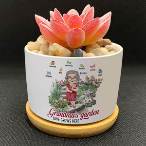 Grandma's Garden, Gift For Grandma, Personalized Plant Pot, Butterfly Grandkids Plant Pot - Plant Pot - GoDuckee