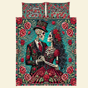 Personalized Gifts For Skull Couple Quilt Bedding Set Special Line 11xqti070125 - Blanket - GoDuckee
