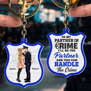 I'll The Partner And You Can Handle The Crime, Personalized Police Couple Keychain, Kissing Keychain - Keychains - GoDuckee