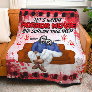 Let's Watch Horror Movie, Couple Gift, Personalized Blanket, Horror Couple Blanket, Halloween Gift 04TOTI280823PA - Blanket - GoDuckee