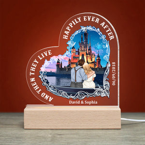 And Then They Live Happily Ever After, 05QHDT060323TM Personalized 3D Led Light Wooden Couple Gift - Led Night Light - GoDuckee