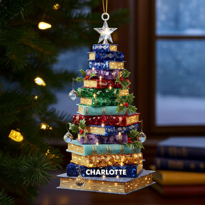 Christmas Book Tree Ornament - Personalized Gifts For Book Lovers 05pati120925 - Ornament - GoDuckee