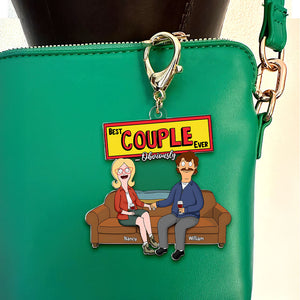 Personalized Gifts For Couple Keychain, Happy Couple On Sofa 03qhti100225hg - Keychains - GoDuckee
