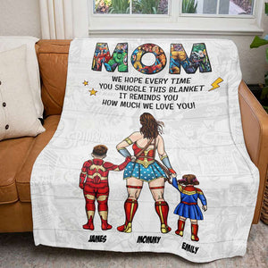 Personalized Gifts For Mom Blanket Super Mom And Kids 01NATI200325PA - Blanket - GoDuckee