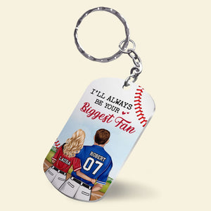 Baseball Couple, I'll Always Be Your Biggest Fan, Personalized Gifts, Couple Gifts - Keychains - GoDuckee