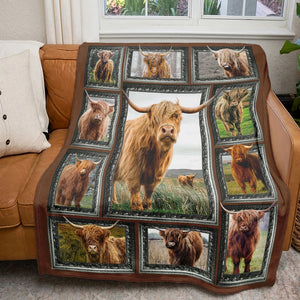 Highland Cow - Personalized Photos Collage Blanket 031qhti311224 - Blanket - GoDuckee