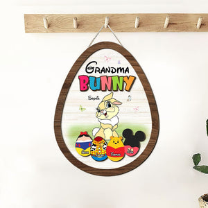 Personalized Gifts For Grandma Wood Sign Grandma Bunny and Easter Eggs 05HTTI060224 - Wood Signs - GoDuckee