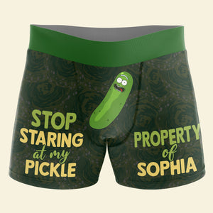 Personalized Gifts For Men's Boxers Stop Staring At My Pickle 02NATI150124 - Boxers & Briefs - GoDuckee