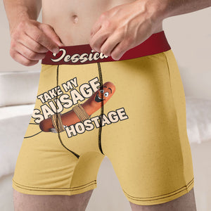 Take My Sausage Hostage, Custom Men Boxer Briefs, Valentine Gift, Gift For Him, 04NATI050124 - Boxer Briefs - GoDuckee