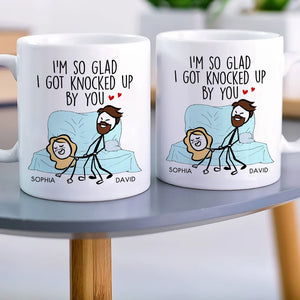 Couple, I'm So Glad I Got Knocked Up By You, Personalized Mug, Couple Mug - Coffee Mug - GoDuckee