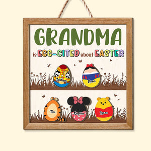 Personalized Gifts For Nana Wood Sign Grandma Is Egg-Cited About Easter 02HTTI200224 - Wood Signs - GoDuckee