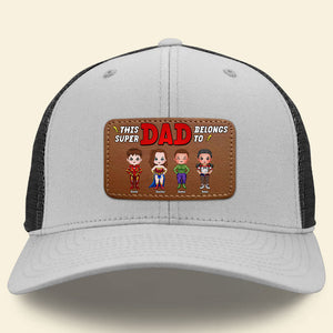 Personalized Gifts For Dad Leather Patch Hat 07nati170524pa This Super Dad Belongs To - Caps - GoDuckee