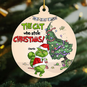 The Cat Who Stole Christmas, Personalized Naughty Cat Ornament, Gift For Christmas - Ornament - GoDuckee