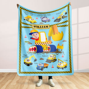 Personalized Gifts For Kids Blanket Construction Vehicles - Blankets - GoDuckee
