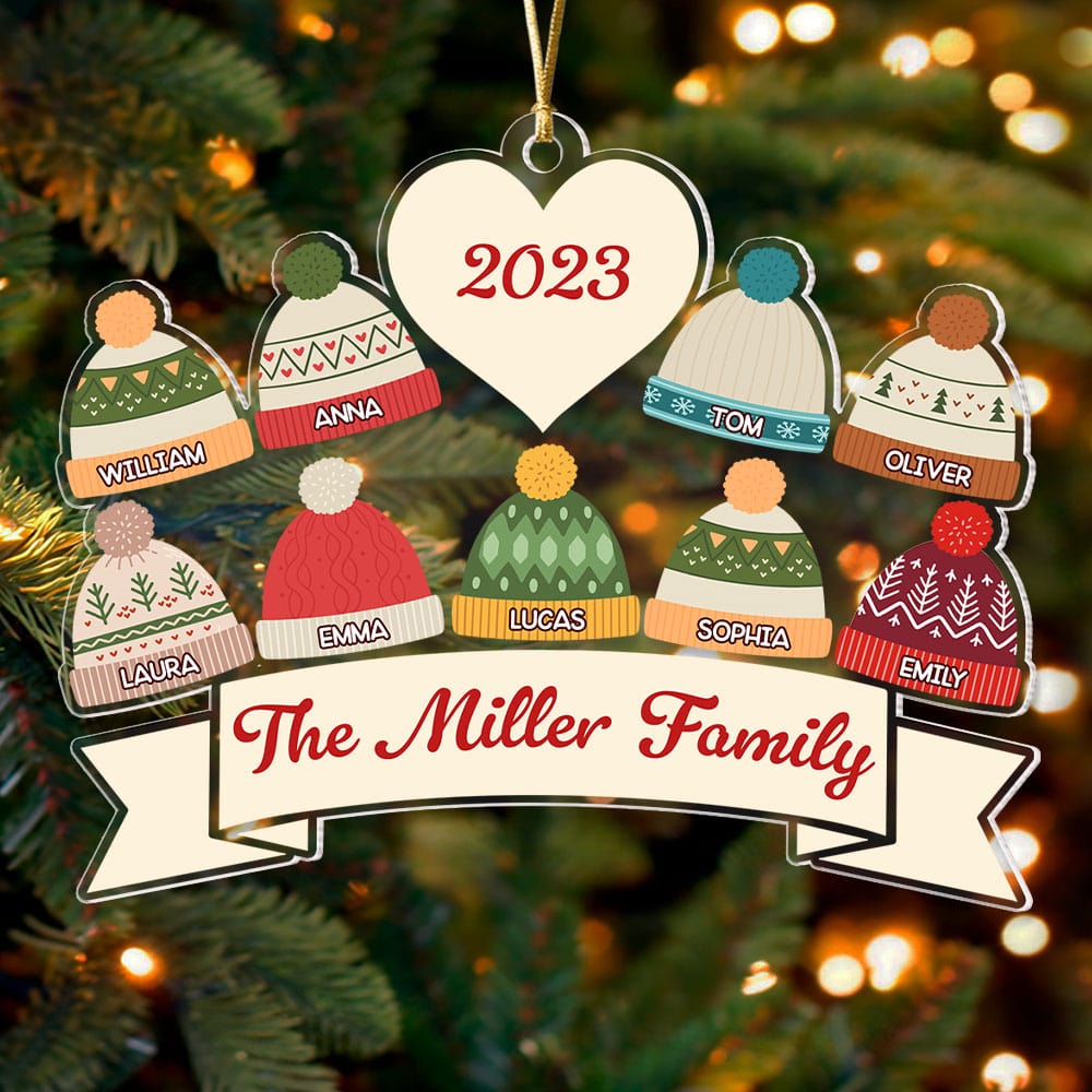 Winter Hat Beanie Family Name, Custom Ornament, Gifts For Family, 02NATI241023 - Ornament - GoDuckee