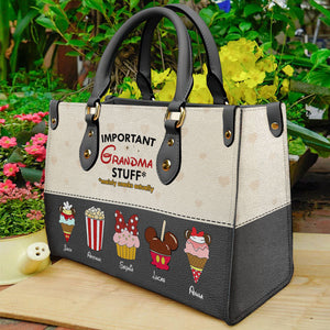 Personalized Gifts For Grandma Leather Bag Important Grandma Stuff 05QHTI200224 - Leather Bags - GoDuckee