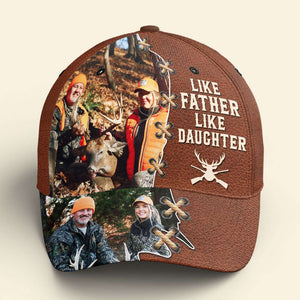 Hunting Dad With His Hunting Partners Custom Photo Cap, Personalized Gift For Hunting Dad, Father's Day Gift For Hunter - Classic Cap - GoDuckee