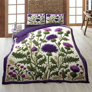 Thistle Flowers Quilt Bed Set 05huti210125 - Blanket - GoDuckee