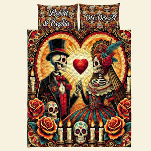 Personalized Gifts For Skull Couple Quilt Bedding Set Special Line 11xqti070125 - Blanket - GoDuckee