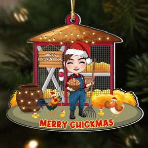 Merry Chickmas, Gift For Chicken Lover, Personalized Acrylic Ornament, Chicken Coop Farmer Ornament, Christmas Gift - Ornament - GoDuckee