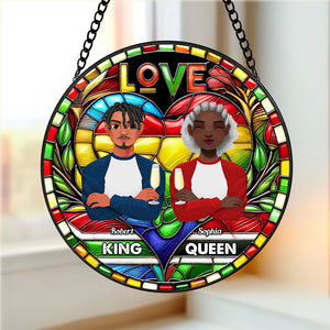 Personalized Gifts For Black Couple Stained Glass, Proud King & Queen 04qhti030125pa - Ornament - GoDuckee