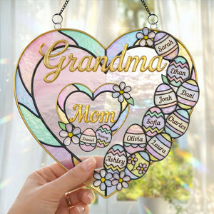Mom & Grandma Heart Suncatcher Ornament - Personalized Easter Gifts 01HUTI120226 - Ornament - GoDuckee