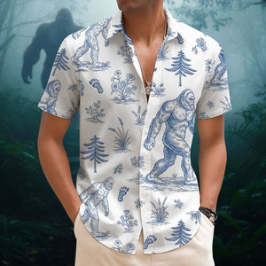Vintage Blue Toile Pattern Hawaiian Shirt - Personalized Gifts For Bigfoot Lovers 02qhti110625 - Hawaiian Shirts - GoDuckee