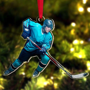 Gift For Ice Hockey Players, Personalized Acrylic Ornament, Custom Image Ornament, Christmas Ornament 02PGTI220823 - Ornament - GoDuckee