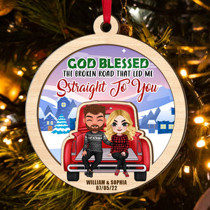 God Blessed, Couple Gift, Personalized Ornament, Truck Couple Ornament, Christmas Gift 03PGTI140823HH - Ornament - GoDuckee
