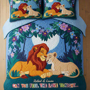 Romantic Lion Couple Quilt Bed Set, Personalized Gifts For Couple 01qhti220725 - Blanket - GoDuckee