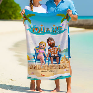 Happy Couple Beach Towel - Personalized Gifts For Couple 01qhti140725 - Beach Towel - GoDuckee