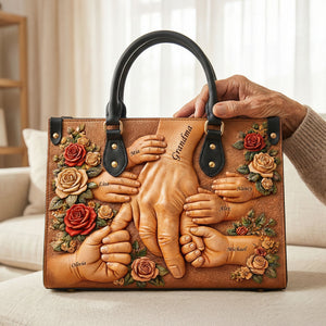 Grandma Holding Hands Leather Bag - Personalized Gift For Grandma 03HUTI070226 - Leather Bag - GoDuckee